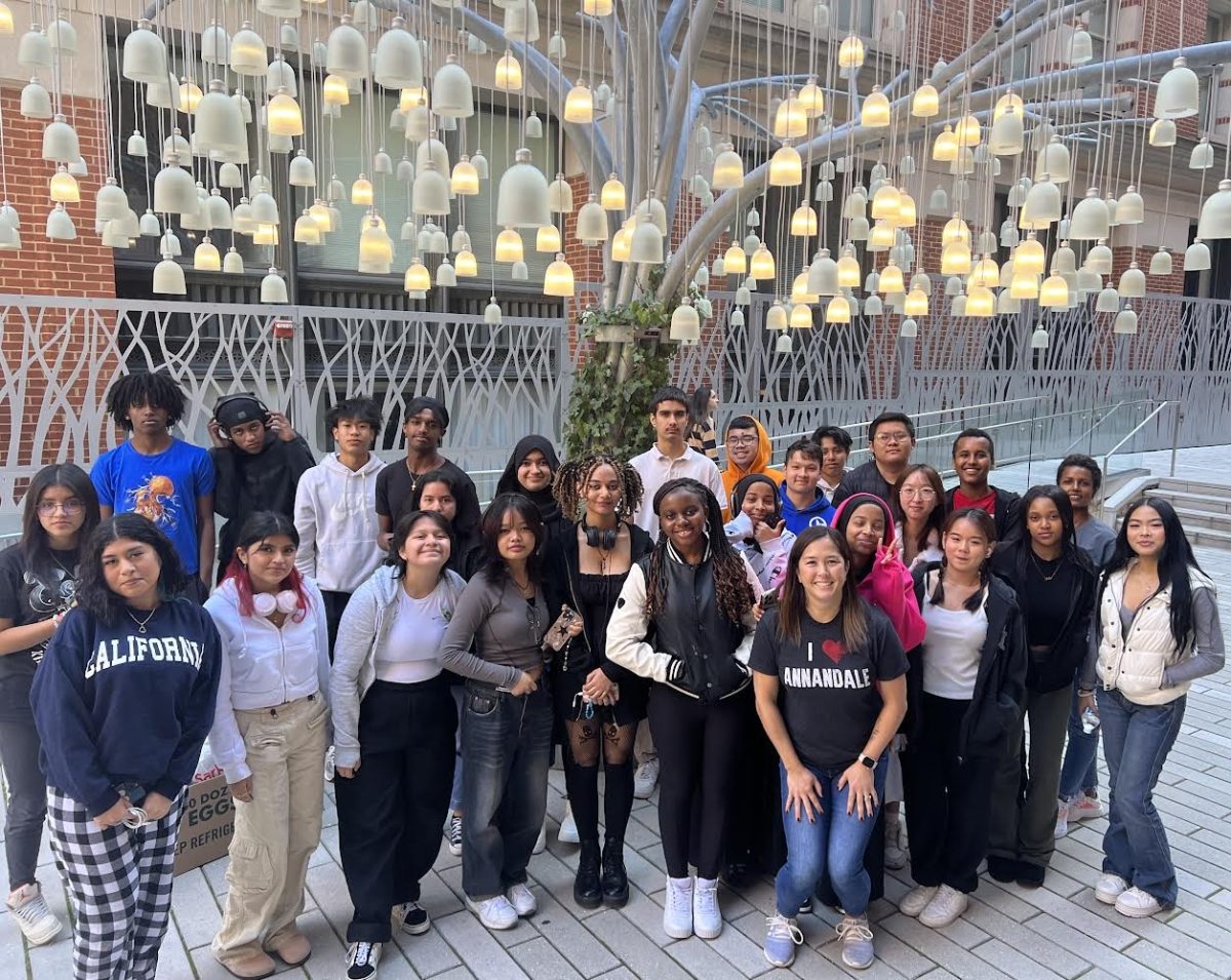 Students in Kathleen Mathis’ IB Lang & Lit class pose for a group picture after their field trip to Planet Word Museum in Washington DC.