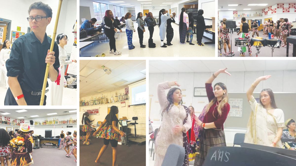 Various students practice for their respective 2023 Heritage Night performances in their group’s greenrooms before they go on stage, before the change was made. 